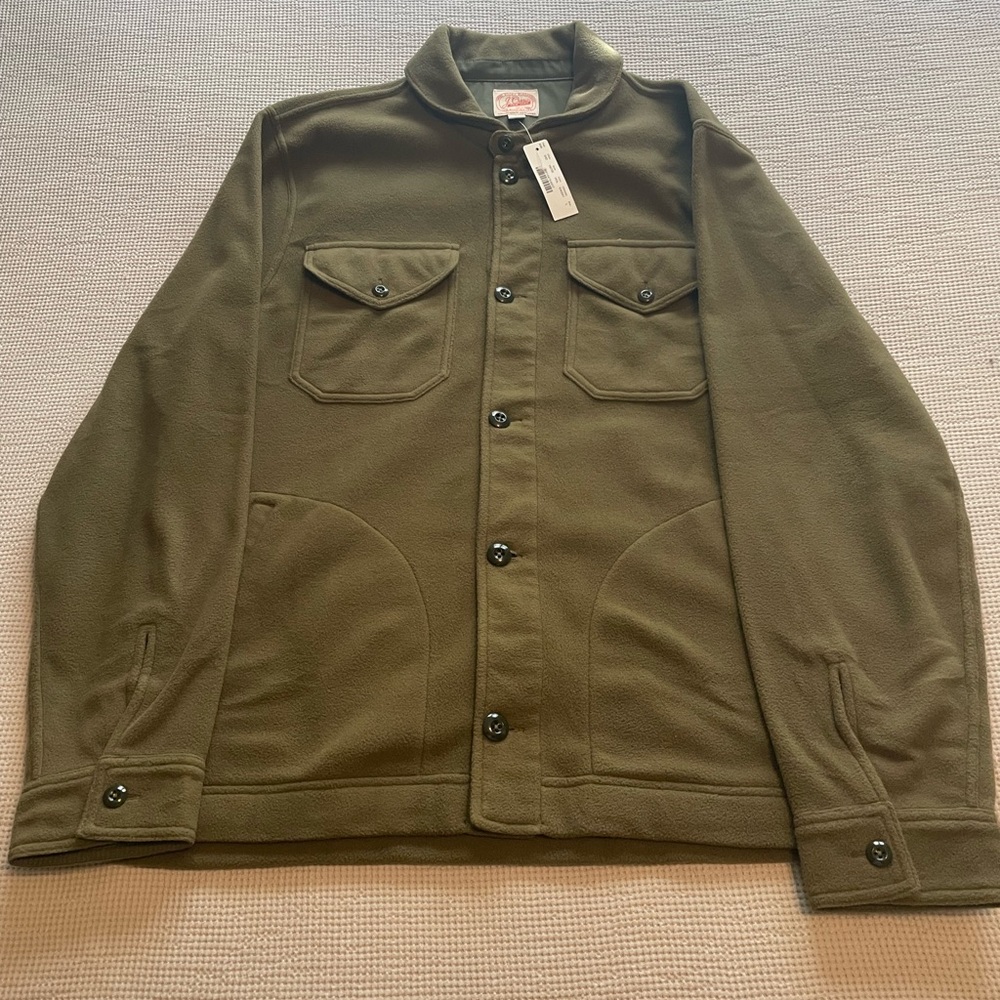 J Crew Men’s Fleece Jacket size L dark green